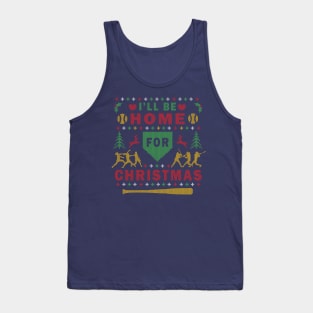 I'll Be Home for Christmas Fast Pitch Softball Ugly Christmas Sweater Party Tank Top